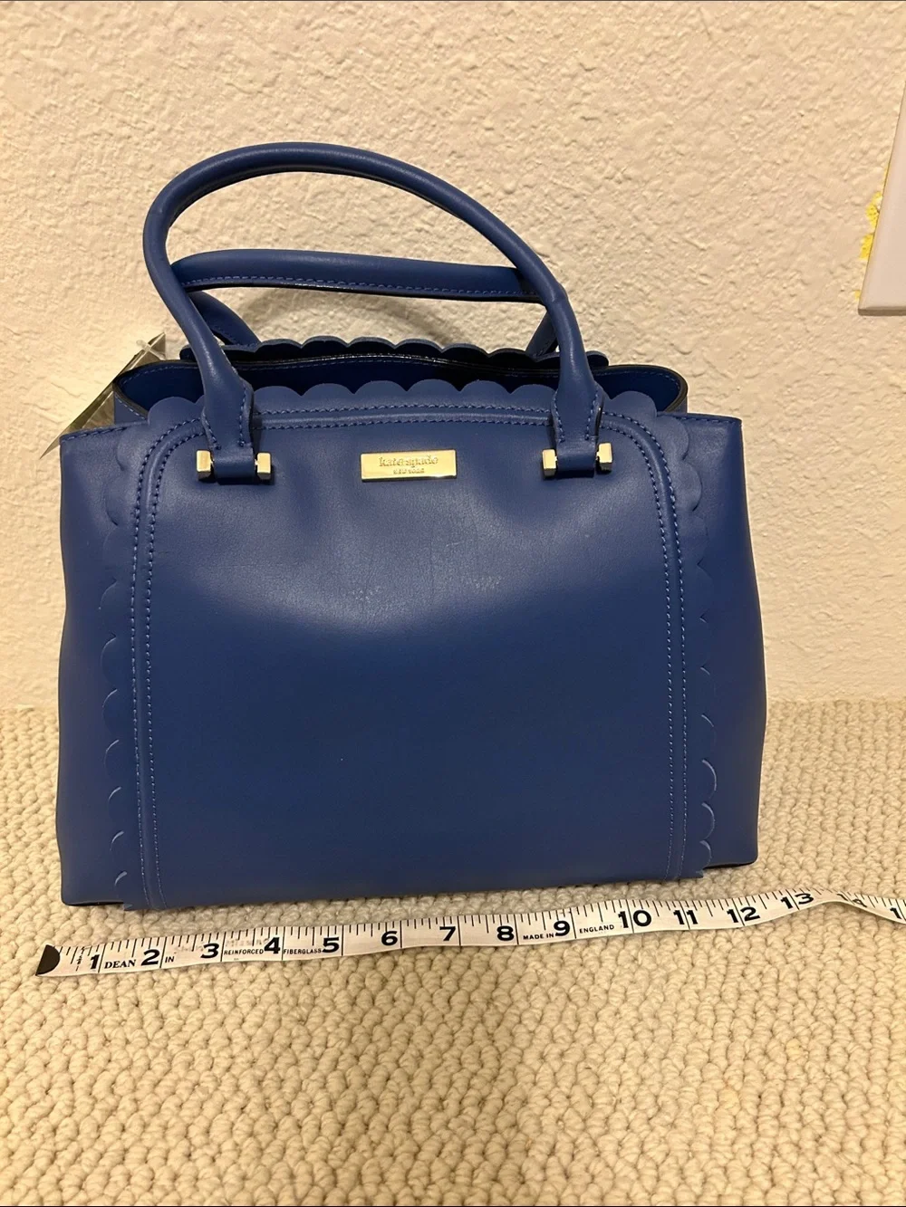 NWT kate spade cobalt blue scalloped top-handle satchel